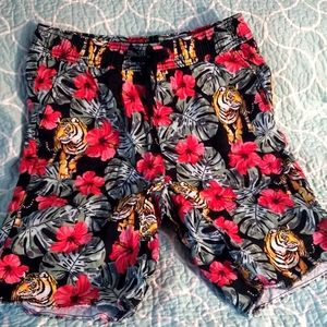 Tiger and Flowers Shorts Size Small (28-30) NWOT
